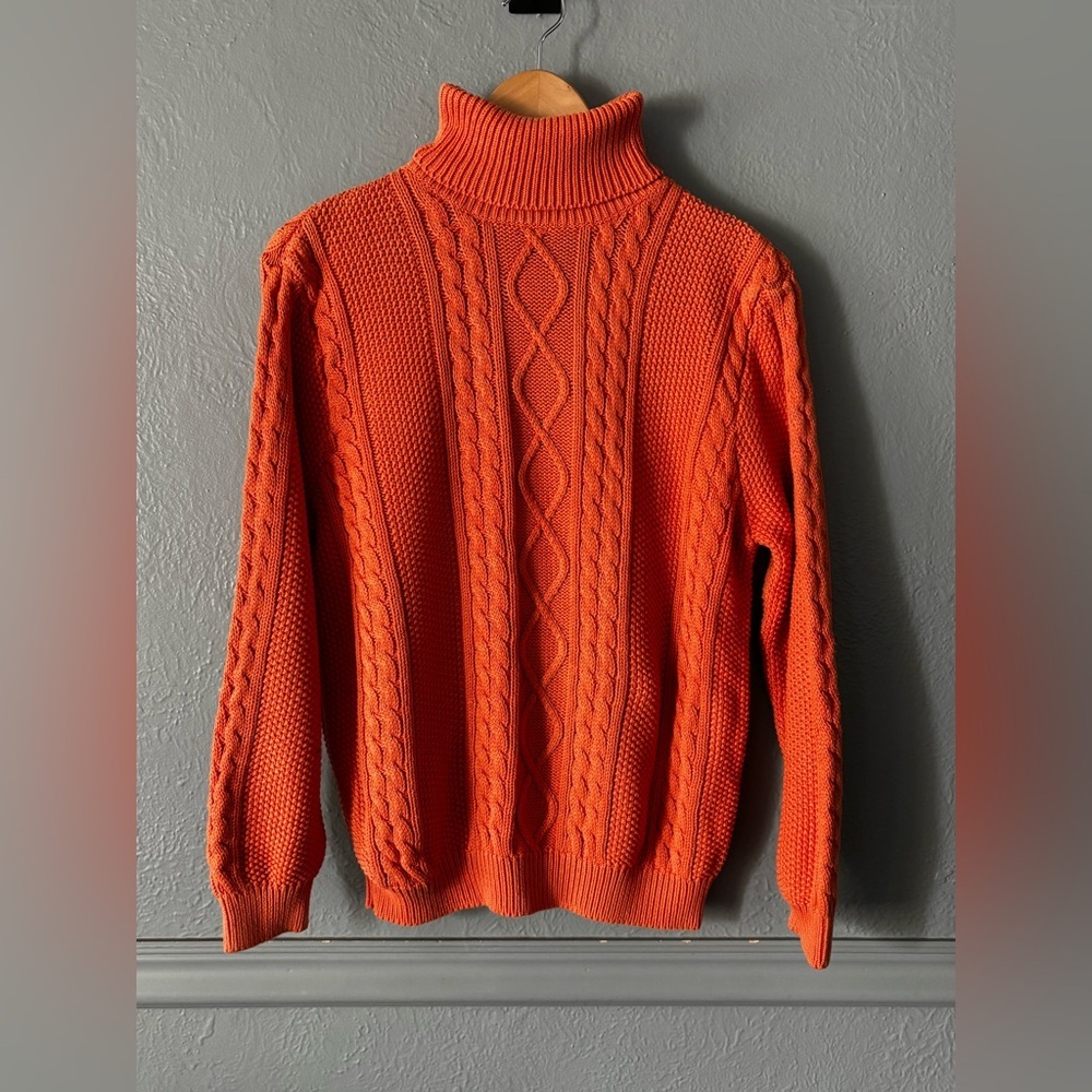 Vintage Lord & Taylor | Orange Cable Knit Turtleneck | M